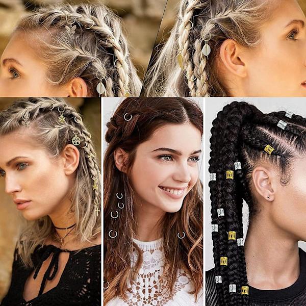 230 stk. DIY dreadlocks sæt kvinder flettet hårtilbehør forårsblad vedhæng hårtilbehør paryktilbehør
