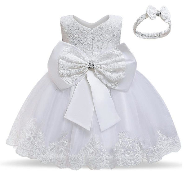 Spädbarn flickor spetsklänningar barn blomma elegant bröllop prinsessa fest tutu klänning barn födelsedag dop formella kläder B 9m