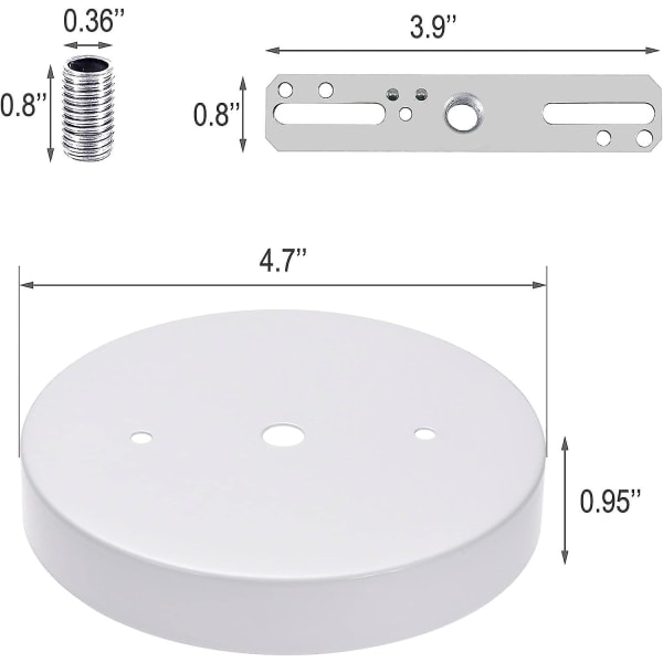 Pendellampa Canopy Kit, 4,7 tum takljusarmatur cover med monteringsverktyg för ljuskrona, belysningstak (guld, 4,7 tum) White 4.7 Inches