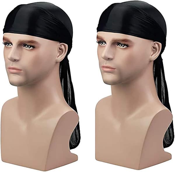 Satin Silkeshuvudband Durag Lång Svans Mössor För Acsergery Män Kvinnor Huvuddukar Mössa 2st Present