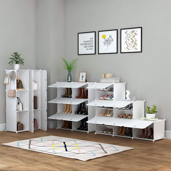 Skohylde, 5-lags skoskab, plastik skohyldeorganiser til garderobe, entre, soveværelse, indgang