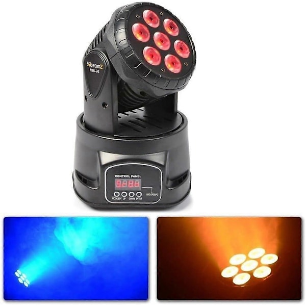 MHL74 Mini Lyre Wash - 7x LED RGBW LED 10W Färgstroboskop DMX och fristående lägen master/slave-funktionalitet Pan 540 Tilt 180 perfekt för bar/nattklubb EU