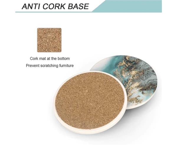 4x Runde Keramiske Brikker Absorberende Stein Brikke Drikkeholder - Blå