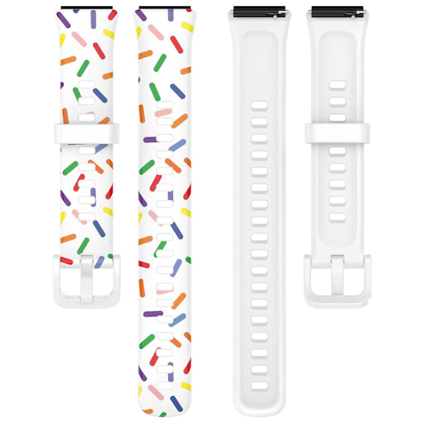 Färgglad fläckig handledsrem i silikon för Huawei Band 7 White