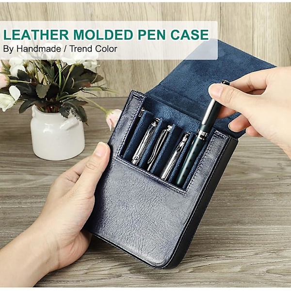 Fyllepenn Etui For 6 Penner Penn Beskyttelsesdeksel Penn Etui Kulepenn Etui Skrive Etui Fyllepenn Veske Blue