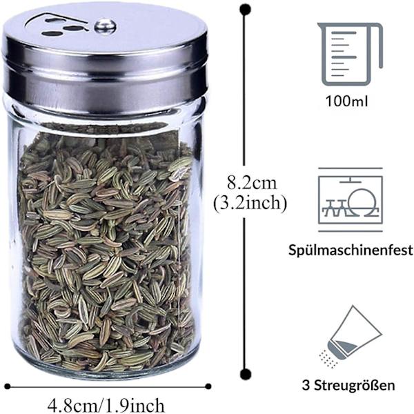 Kryddburkar, 4 st kryddburkar med svinglock, glas kryddburk - 100 ml, kryddglas, för förvaring av te, salt, peppar eller kryddor (genomskinlig)
