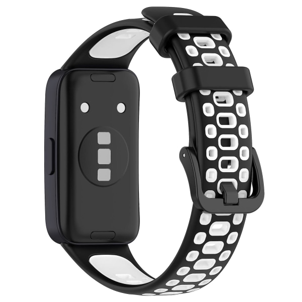 Justerbart silikonklockarmband för Huawei Band 8, tvåfärgat ersättningsarmband Black White