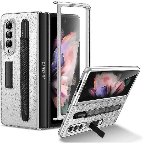 Case kompatibelt med Samsung Galaxy Z Fold 3 med S Pen-hållare, inbyggt magnetiskt cover