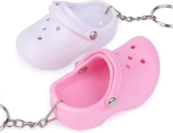 2 st Mini Sko Nyckelring, Söt Mini Nyckelring, Nyhet Multiuse Nyckelring Silikon Pink white