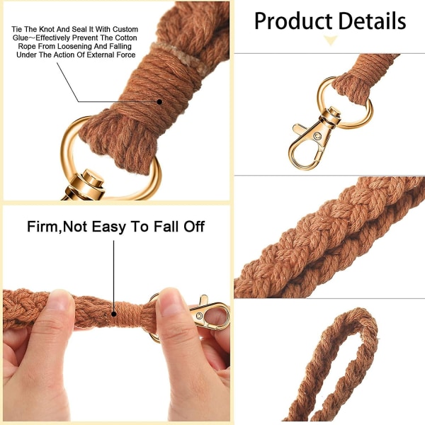 Macrame handledsnyckelring Boho handledsnyckelring Kvinnor Handgjord flätad handledsnyckelring Lanyard