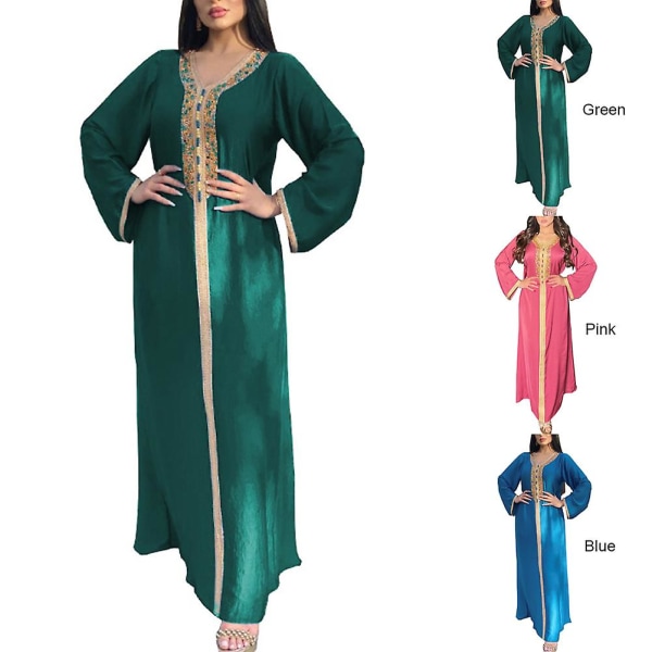 Eid Abaya Tyrkisk Islamsk Bekledning For Kvinner Green L