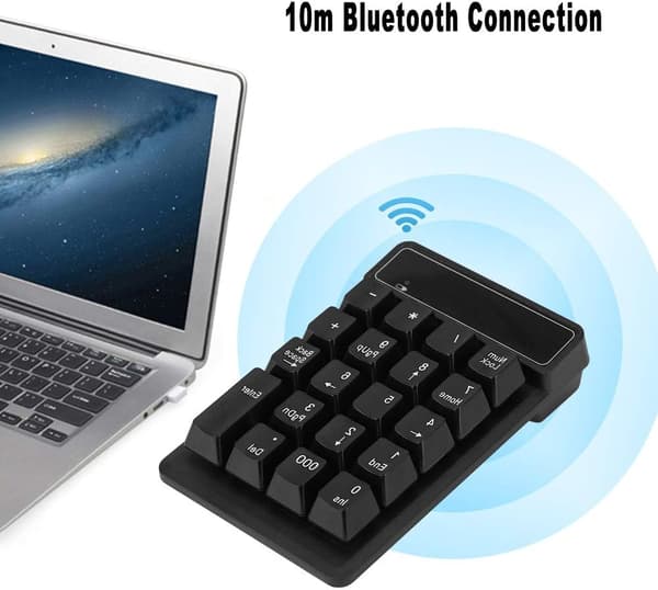 Numerisk tastatur, 19 taster Bærbar trådløs numerisk blok Bluetooth-numpad til computerlaptop, 10 m Bluetooth-forbindelse, Lang arbejdstid
