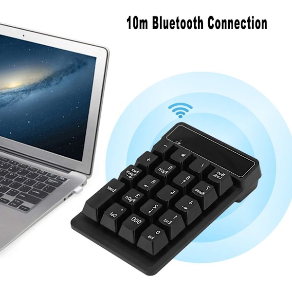 Numerisk tastatur, 19 taster bærbar trådløs talltastatur Bluetooth Numpad for datamaskin bærbar PC, 10m Bluetooth-tilkobling, lang arbeidstid