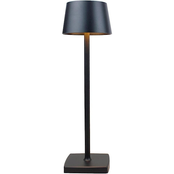 Genopladelig bordlampe, trådløs bordlampe, sengelampe, aluminium, LED bordlampe, velegnet til indendørs og udendørs belysning sort