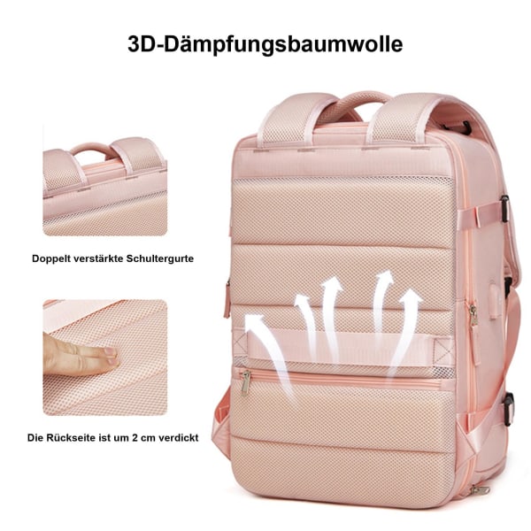 Ny uppgradering reseryggsäck, handbagage, vattentålig stöldbeständig Business Large Daypack Weekender-väska Pink