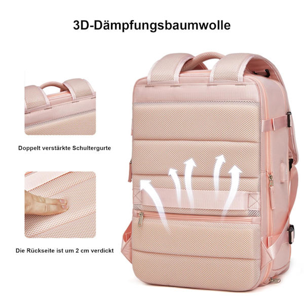 Uusi Päivitetty Matkareppu, Käsimatkatavara, Vettähylkivä Varkaudenestoliiketoiminnan Suuri Päiväreppu Viikonloppulaukku Pink