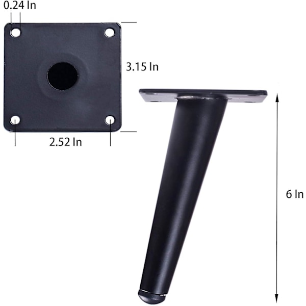 Gyllene soffben runda massiva metallmöbelben soffbytesben perfekt för modern mitten av århundradet/bra Ikea Hack för soffa, soffa, säng, soffbord Black Color 6 Inches Set of 4