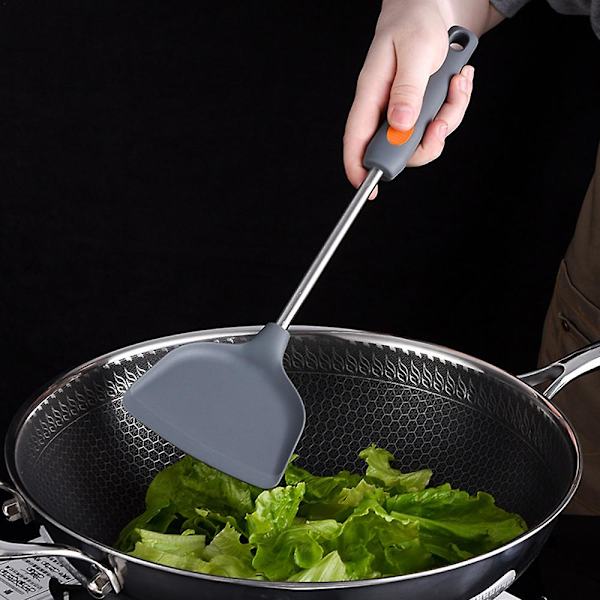 Silikone Køkkenredskabssæt, 2 stk. Køkken Must Haves Rustfrit Stål Håndtag Madlavningsredskaber, grå Spatel * Grå Ske a