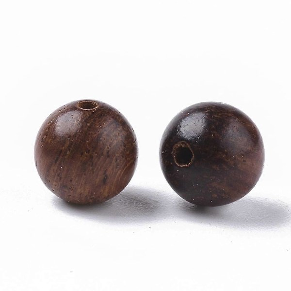 Luonnonpuuhelmet Vahatut puiset helmet Värjäämättömät pyöreät kookospähkinänruskeat 8 mm Reikä: 1,5 mm