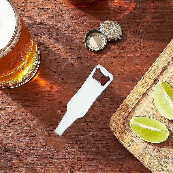 Flat flaskeåpner i rustfritt stål, bartenderflaskeåpner for bar, enkel og bottle opener