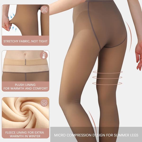 Fleecefodrade tights för kvinnor -200D Varma termoleggings ogenomskinliga varma vinterstrumpbyxor Grey Small-Medium