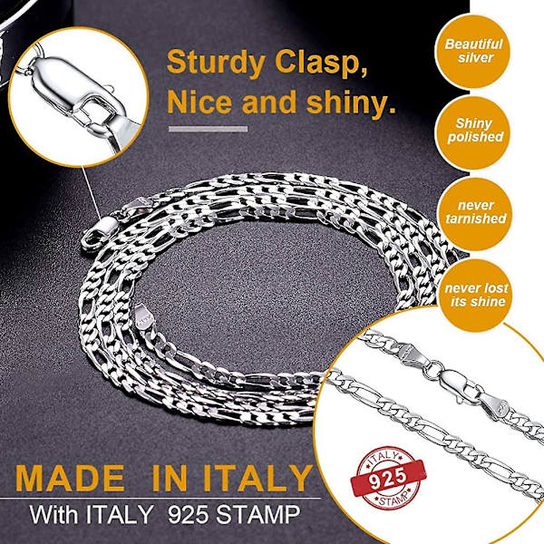 Halsband i massivt silver för män, Acsergery 14/18/20/22/24/26/28/30 tum - (skicka presentask) Present