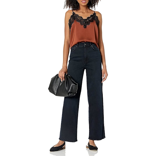 Kvinners Natalie V-hals blondetsøm cami tanktopp Tortoise Shell XL
