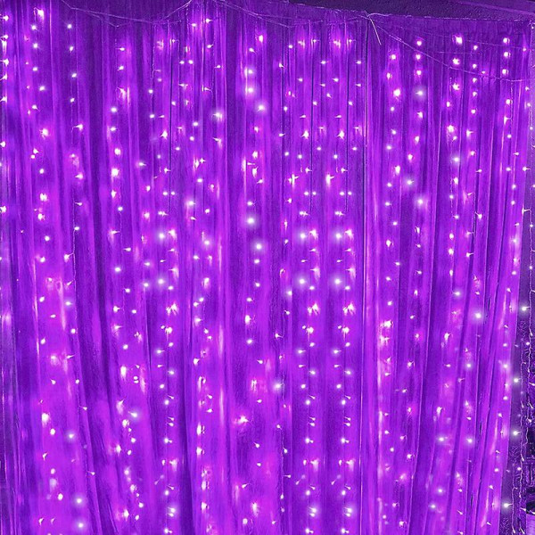 Led fönstergardin ljusslinga, inomhus utomhus bröllopsfest dekoration Purple 6*0.5