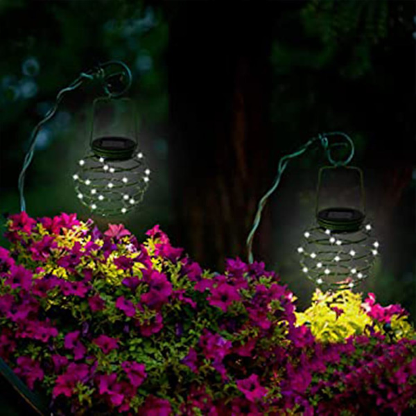 Aurinkospiraali LED-lyhty, aurinkopuutarhavalo ulkokäyttöön, koristeellinen riippuvalo, puutarha, patio, kuisti Silver circle colored lights