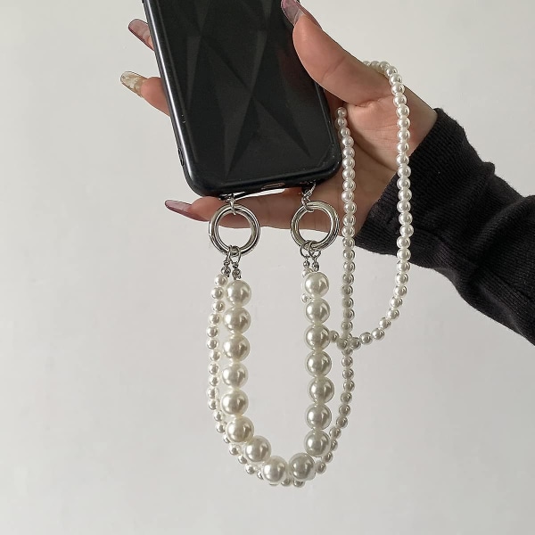 Telefon Handledsrem Telefon Charm Pearl Chain Tillbehör Telefonkedja med pärlor