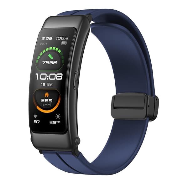 Til Keep B4/Huawei Watch Fit Mini 16mm Silikone Rem Udskiftning Urrem, Sort Foldespænde Midnight Blue