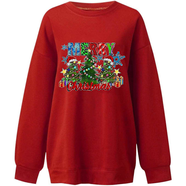 Juletrøjer til kvinder, oversized toppe med juleprint, hold dig varm og festlig