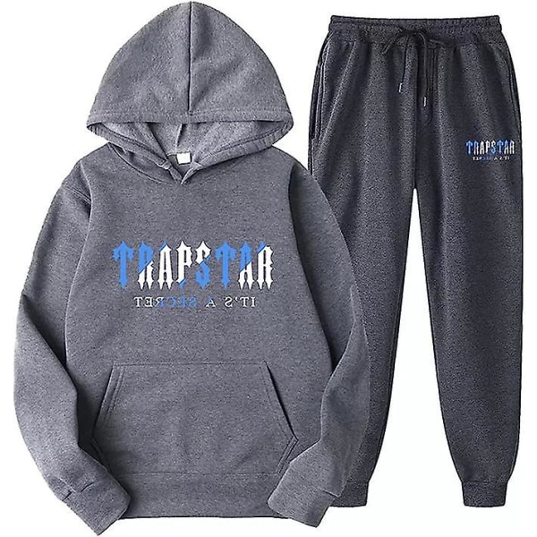 Joggingsdräkt för män Träningsoverall Set Hoodie Topp Sportkläder Långärmade sweatshirts Luvtröja Byxor Sportkläder Casual grå L