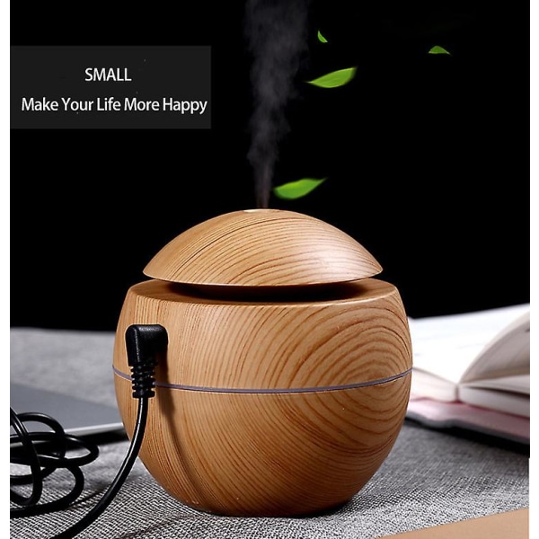 130ml USB skrivbord Svart Vit Rosa Wood Grain Design Svampspridare För Hem Mini Mist Luftfuktare Med Led-ljus Dark Woodgrain Color