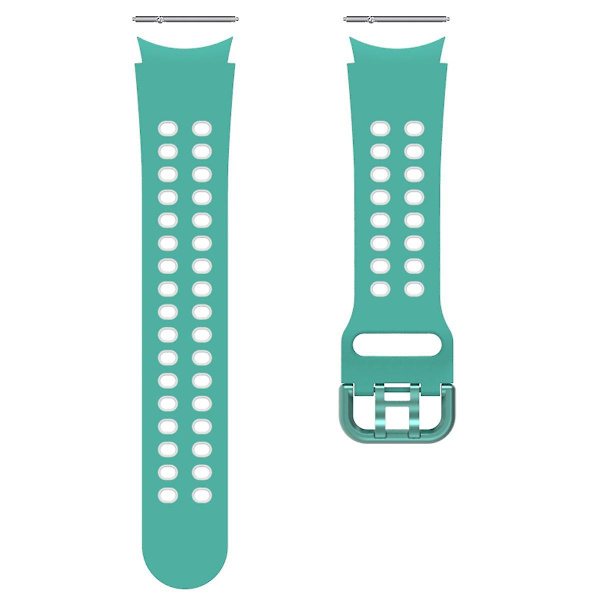 20mm silikoniranneke Samsung Galaxy Watch 5 40mm/44mm / 5 Pro 45mm -kelloon, kaksoisreikäsoljella Cyan   White