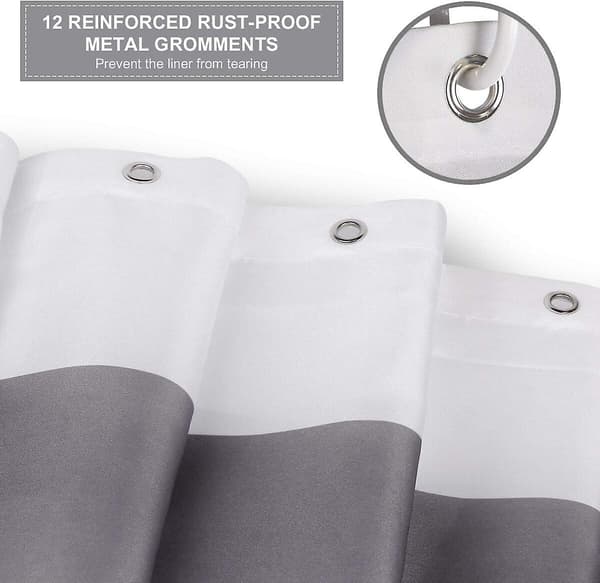 Dusjforheng, baderomsdusjforheng med 12 kroker, vanntett polyester Grey Stripe