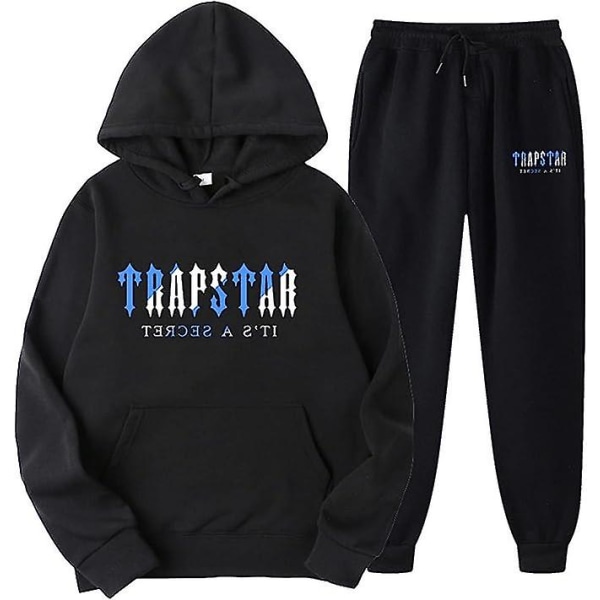 Joggingsdräkt för män Träningsoverall Set Hoodie Topp Sportkläder Långärmade sweatshirts Luvtröja Byxor Sportkläder Casual svart M