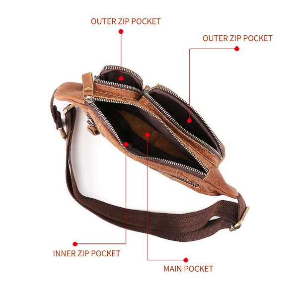 6469 Frostad läder crossbody bröstväska utomhus sport män axelväska för vandring resor