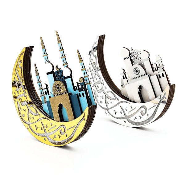 15% rabatt på Mubarak Ramadan Eid Moonlight Night Light, klassisk muslimsk islamisk Eid Crafts Lamp Gold