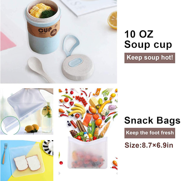 Bento Box Japansk Lunchlåda, 3-i-1 Fack, Vetestrå, Läckagesäker Ekologisk Bento Lunchlåda Måltidsförberedelse Behållare