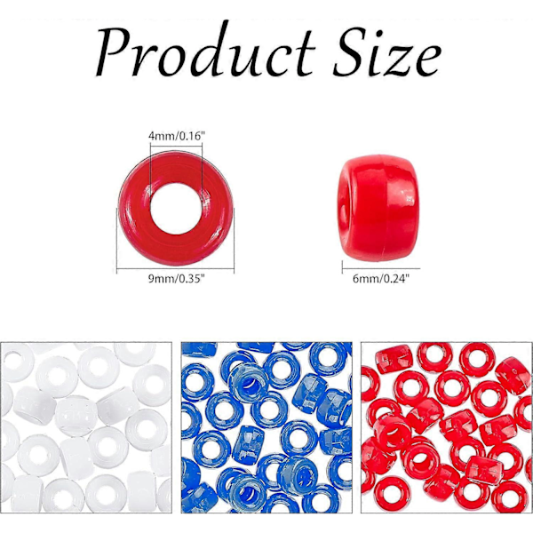 Cirka 180 st Akryl Europeiska Pärlor Ponnypärlor Tunnpärlor Stora Hål Runda Pärlor för Smyckestillverkning 9x6mm Hål: 4mm 3 Färger