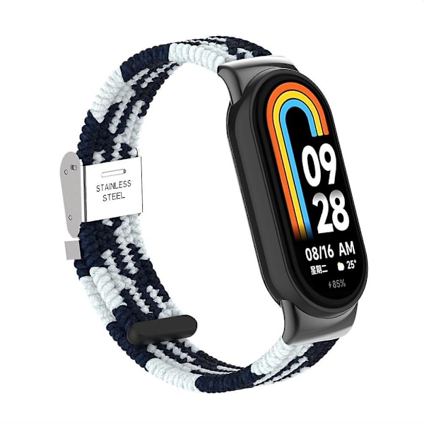 Til Xiaomi Smart Band 8 Flettet Nylon Urrem Justerbart Spænde Elastisk Rem Black White