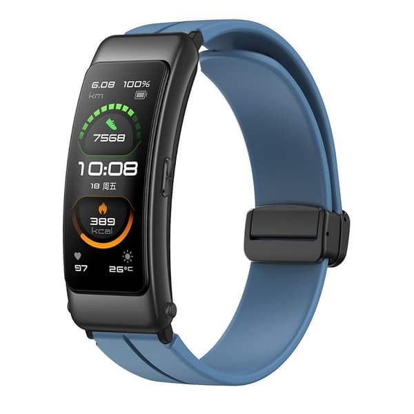 Til Keep B4/Huawei Watch Fit Mini 16mm Silikone Rem Udskiftning Urrem, Sort Foldespænde Blue