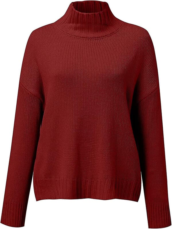 Dame Casual Langermet Mock Neck Genser Solid Komfortabel Oversized Turtleneck Strikkegensere