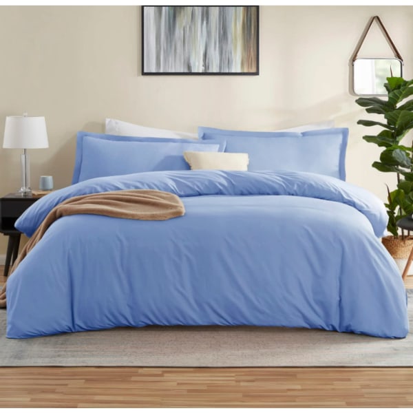 Täcke King Size - Mjukt King Size Täcke Set, 3 Delar Dubbelborstat Täcke med Knappstängning Light blue Queen
