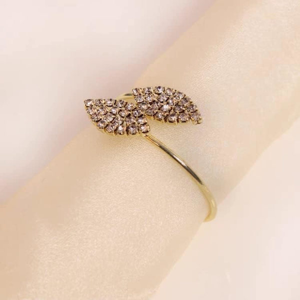 12 stk. Serviettringer Sett Rhinestone Serviett Holder Ringer Gull Håndlaget Spenne Holder Borddekorasjon