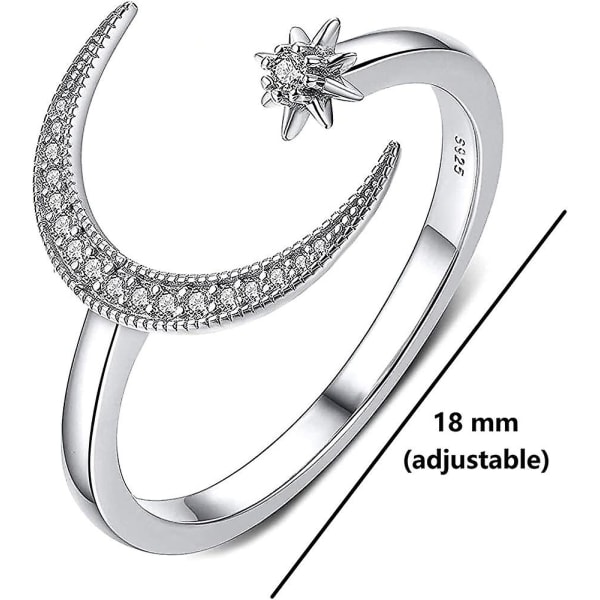 Star Moon Ring Cubic Zirconia Inlagd öppen fingerring Smycken Present till Acsergery Women Present