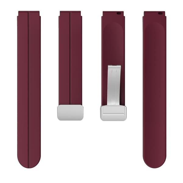 För Keep B4/Huawei Watch Fit Mini klockarmband 16 mm silikon handledsrem, silver fällbart spänne Wine Red