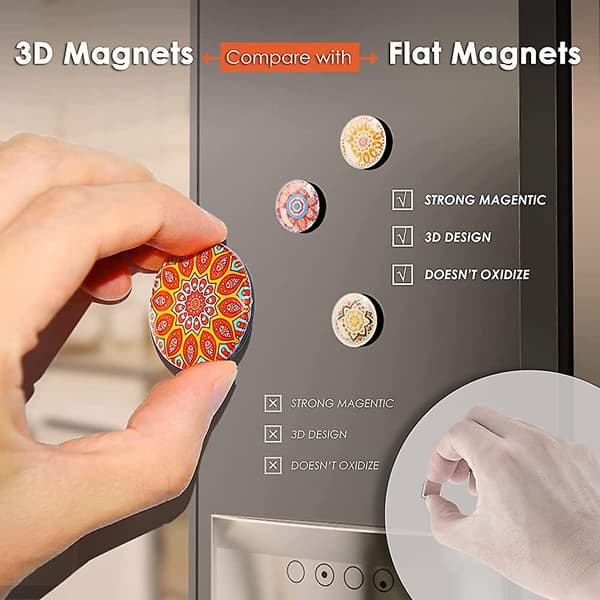 Kylmagneter - Dekorativa 3D-glasmagneter med Mandala