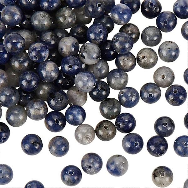 236~260 st/4 trådar 6mm Naturliga Sodalitpärlor Strängar Ädelsten Runda Distanslösa Pärlor Ädelsten 0,8~1,2mm Hål Lösa Runda Pärlor Mörkblå Runda S